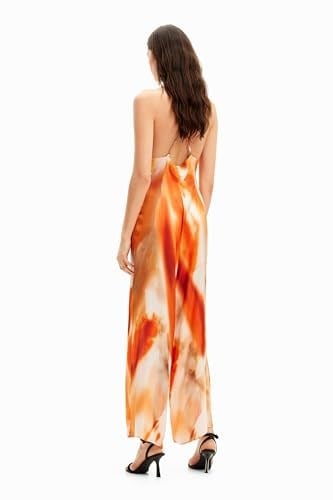 Desigual Kadın Soyut Halter Tulum Turuncu, Turuncu, S