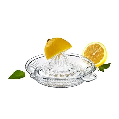 DESTALYA Cam Limon Sıkacağı | Portakal ve Narenciye Sıkacağı | Manuel, Şeffaf Cam, Kolay Temizlenir | Kulplu Taze Meyve Suyu Sıkacağı