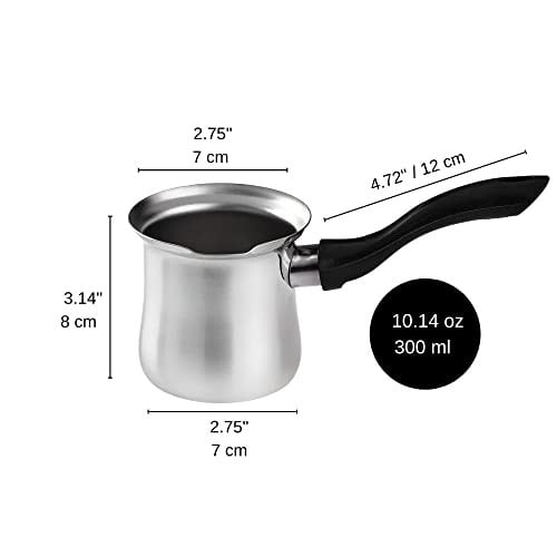 DESTALYA Cezve, 300 ml Paslanmaz Celik, Siyah Kulplu Cezve | Sos, Bitki Cayi, Sut, Su isitmak icin Uygun (Cezve, Siyah Sap)
