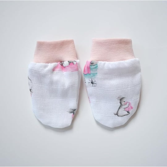 DEUX LAPINS% 100 Pamuk Müslin Eldiven – Bébé Lapin Rose YNDGELDVN-1019