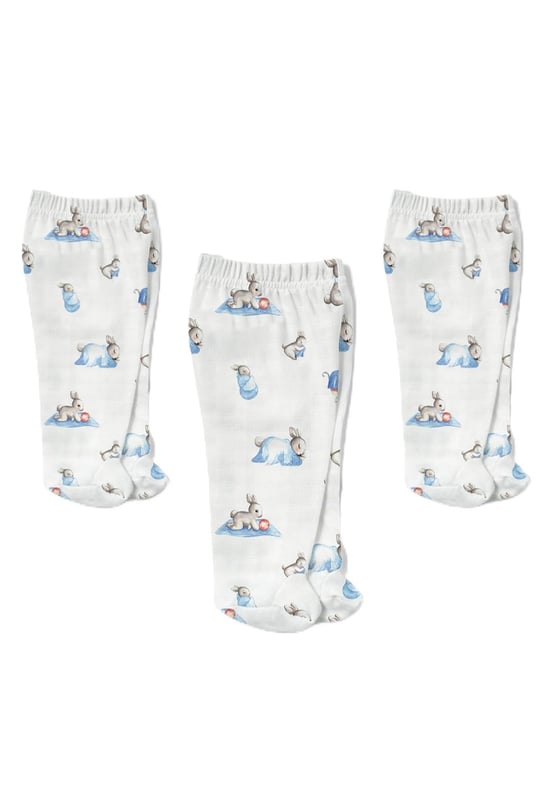 DEUX LAPINS% 100 Pamuk Müslin Patikli Alt 3’lü Set – Bébé Lapin YNDGNALT-1019