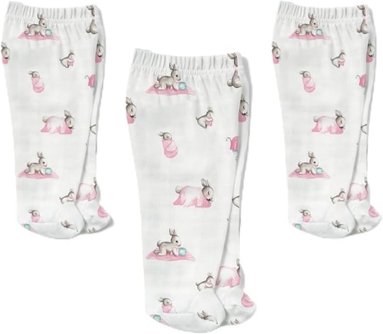 DEUX LAPINS% 100 Pamuk Müslin Patikli Alt 3’lü Set – Bébé Lapin Rose YNDGNALT-1018