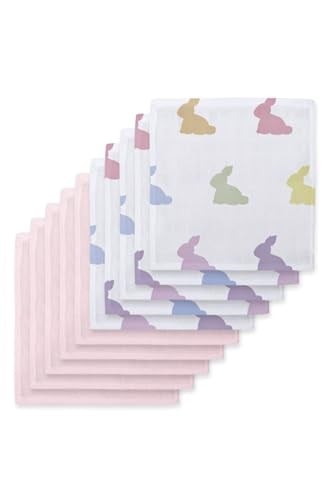 DEUX LAPINS% 100 Pamuk Rainbow Lapin & Innocent Pink 10`lu Müslin Ağız Bezi Paketi CLOTHMP2017-P