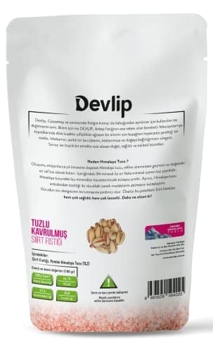 Devlip Pembe Himalaya Tuzlu Kavrulmuş Siirt Fıstığı, 1 KG, Kilitli (Aç-Kapa) Ambalaj, Vegan,%100 Çıtlak