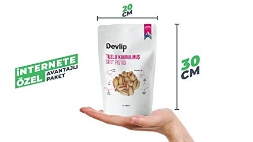 Devlip Pembe Himalaya Tuzlu Kavrulmuş Siirt Fıstığı, 1 KG, Kilitli (Aç-Kapa) Ambalaj, Vegan,%100 Çıtlak