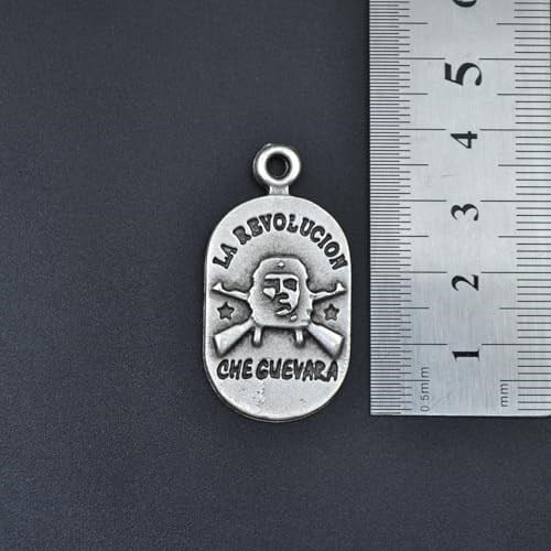 Devrim - Che Guevara Erkek Kadın Kolye Antik Gümüş Kaplama - 60 cm Düz Zincir