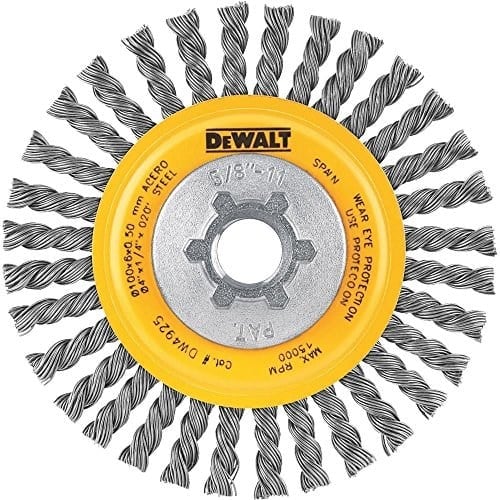 DEWALT DW4925 4-Inch Stringer Bead Wire Wheel/Carbon Steel 5/8-Inch-11 Arbor .020-Inch