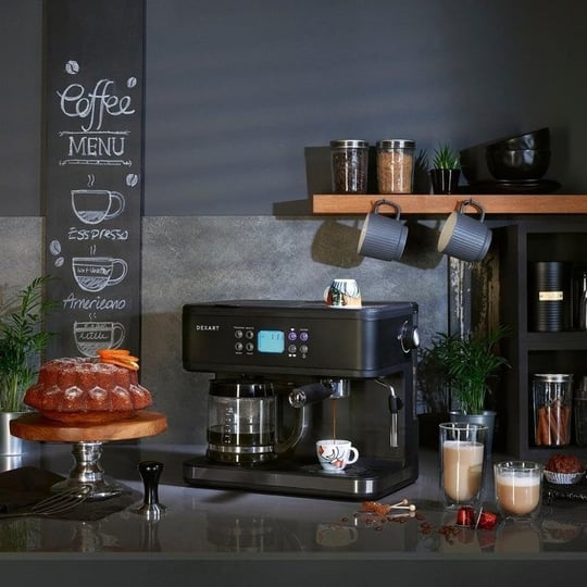 Dexart DX-1341 Home Barista 3-in-1 Filtre Kahve ve Espresso Makinesi, Siyah