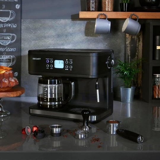 Dexart DX-1341 Home Barista 3-in-1 Filtre Kahve ve Espresso Makinesi, Siyah
