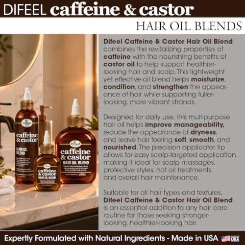 Difeel Caffeine & Castor Yavaş Uzayan Saçlara Özel Saç Bakım Yağı 75ML