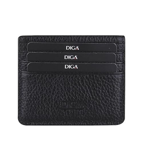 Diga Çıtçıtlı Kartlık Gerçek Deri 8 Kartlık Bölmeli Kartvizit Para Bölmeli Kadın Erkek Cüzdan 10x8.5x1.5 cm Siyah
