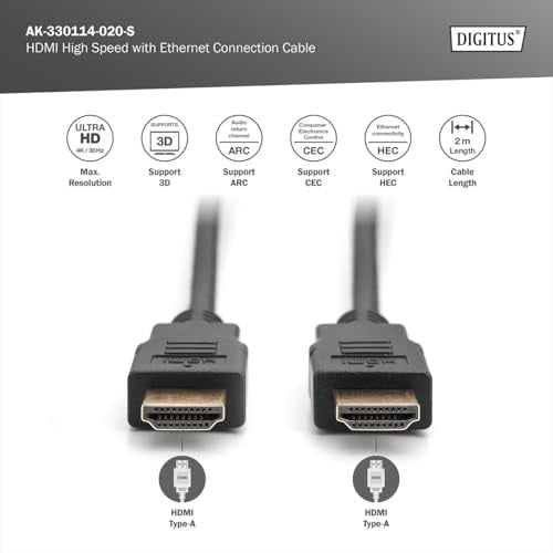 Digitus AK-330114-020-S 2 Metre HDMI Kablo Altın - Seçenekler: 4K/30Hz - UHD - Tip A uzatma...