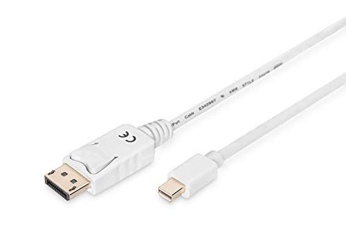 Digitus Assmann AK-340102-020-W Displayport Bağlantı Kablosu, Mini Dp - Dp M/M, 2.0M, W/Ara Kilit, Dp 1.1 - Seçenekler: 4K/60Hz - mini DPden DPye, 2 m, 5 m