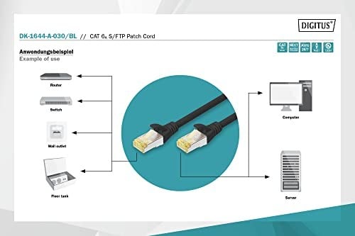 Digitus Professional Cat 6 a S-FTP optik ara bağlantı kablosu, LSZH, AWG 26/7, bükülmüş çift 3 m Siyah DK-1644-A-030/BL