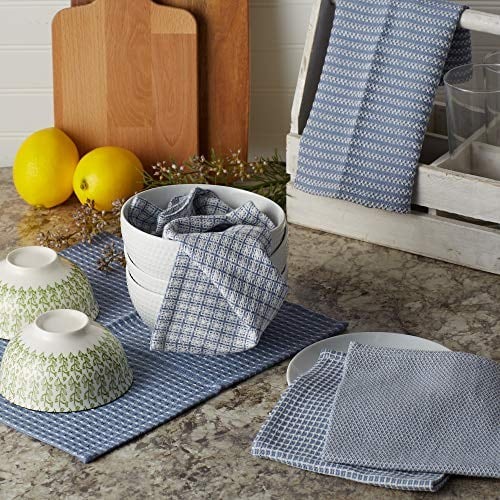 DII Everyday Kitchen Collection Karışık Bulaşık Bezi Seti, 12x12, Taş Yıkama Mavisi, 5 Adet