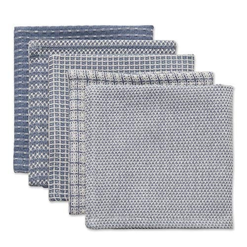 DII Everyday Kitchen Collection Karışık Bulaşık Bezi Seti, 12x12, Taş Yıkama Mavisi, 5 Adet