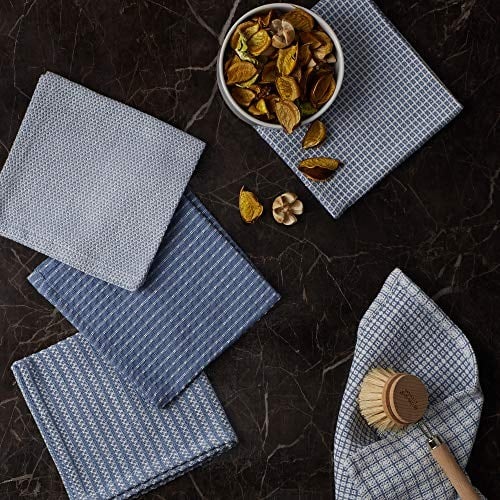 DII Everyday Kitchen Collection Karışık Bulaşık Bezi Seti, 12x12, Taş Yıkama Mavisi, 5 Adet