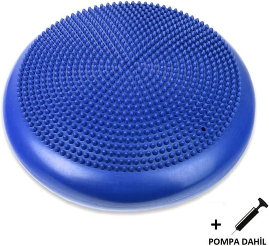Dikenli Havalı Denge Minderi Mavi, Tırtıklı Denge Pedi 35 cm (POMPA DAHİL) Mavi