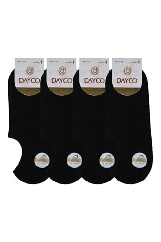 Dikişsiz Siyah Renk Kadın Bambu Sneakers Çorap (Görünmez Bambu Çorap) 4lü Paket - 35-38 - 570SYH