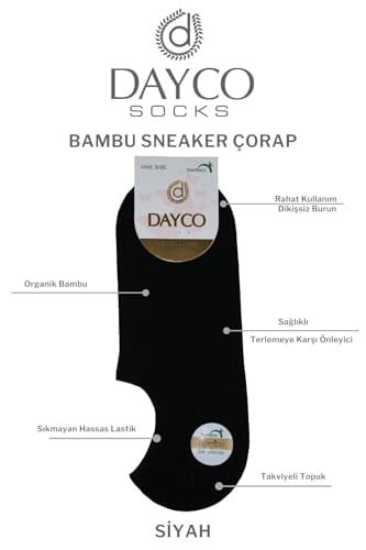 Dikişsiz Siyah Renk Kadın Bambu Sneakers Çorap (Görünmez Bambu Çorap) 4lü Paket - 35-38 - 570SYH