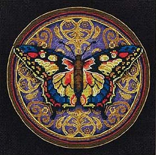 Dimensions Gold Collection Süslü Kelebek Gelişmiş Sayılmış Kanaviçe Kiti, 15,24 cm x 15,24 cm, Kodlu İplik sıralayıcı, 18 Adet
