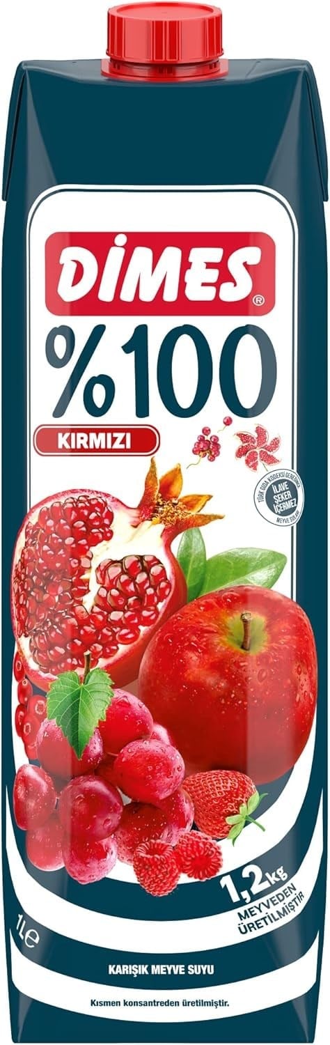 Dimes%100 Kırmızı Karışık Meyve Suyu, 1000ml