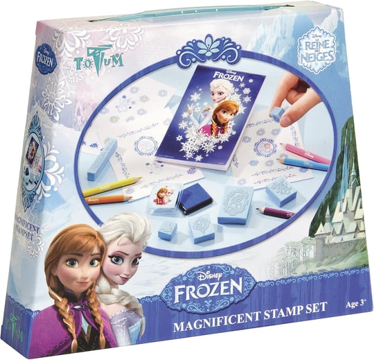 Disney Frozen Bastel-Set mit 6 Stempel, 5 Buntstifte, 1 Stempelkissen und 1 Zeichenblock - im süßen Eiskönigin Look