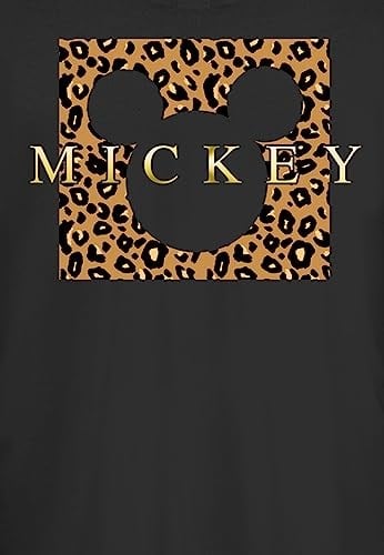 Disney Mickey & Friends - Leopard Square Mick Bisiklet Yaka T-Shirt Tişört Kadın