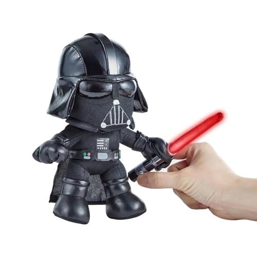 Disney Star Wars GXB31 - Darth Vader Peluş Oyuncak (yaklaşık 19 cm) Işıklı Işın Kılıcı ile, Yumuşak, Film Hayranları ve 3 yaş ve üstü çocuklar için toplanabilir
