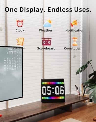 Divoom Pixoo-max Çok Amaçlı Dijital Fotoğraf Çerçevesi Bluetooth, 32 X 32 Programlanabilir Piksel Sanat Led Ekran, Oyun Aksesuarları, Neon Işık Oda Dekorasyonu için, Pencere Tabela (Siyah)