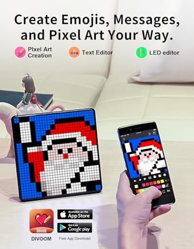 Divoom Pixoo-max Çok Amaçlı Dijital Fotoğraf Çerçevesi Bluetooth, 32 X 32 Programlanabilir Piksel Sanat Led Ekran, Oyun Aksesuarları, Neon Işık Oda Dekorasyonu için, Pencere Tabela (Siyah)
