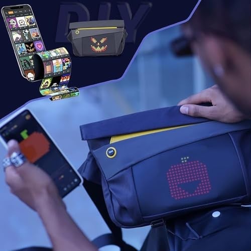 Divoom Pixoo Slingbag-V Omuz Çantası, LED Özelleştirilebilir Animasyon Ekranı ve Uygulama Kontrolü, Siyah, Tek Boyut, Siyah/beyaz, One Size, Gündelik