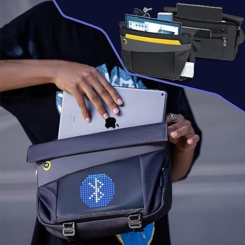 Divoom Pixoo Slingbag-V Omuz Çantası, LED Özelleştirilebilir Animasyon Ekranı ve Uygulama Kontrolü, Siyah, Tek Boyut, Siyah/beyaz, One Size, Gündelik
