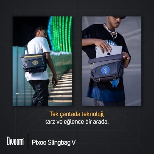 Divoom Üniseks Sling Bag V Bagaj El Bagajı, Siyah, Siyah, big