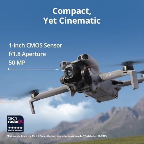 DJI Mini 5 Pro | Çok Yönlü Engel Algılama, ActiveTrack 360 °, 225 ° Gimbal Döndürme, 20km İletim, Yeni Başlayanlar için 4K Drone