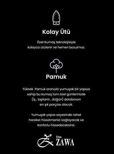 Dm.ZAWA Pamuklu Günlük Erkek Gömlekleri Uzun Kollu Düz Gömlekler (Slim Fit)