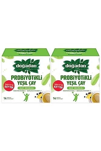 Doğadan Probiyotikli Yeşil Çay Açai Ananas 14Lü X2