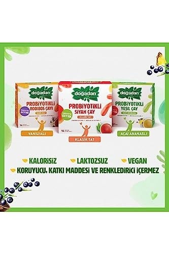 Doğadan Probiyotikli Yeşil Çay Açai Ananas 14Lü X2