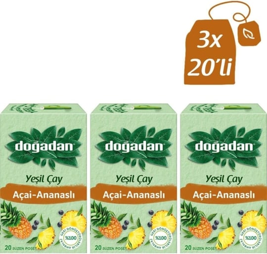 Doğadan Yeşil Çay Açai Ananaslı 20’Li x 3