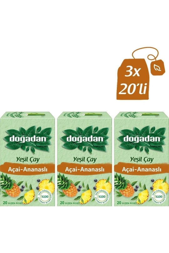 Doğadan Yeşil Çay Açai Ananaslı 20’Li x 3