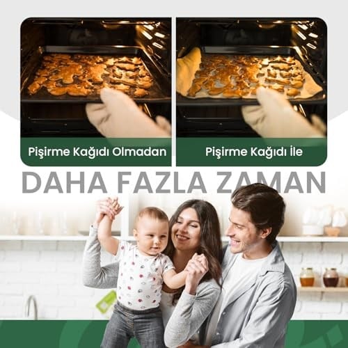 Doğal Fırın Pişirme Kağıdı 40 Yaprak (4x10), 37x42 cm Kesilmiş Yağlı Kağıt, Yapışmaz PFAS Free Fırın Kağıdı (37x42, 4 paket, 40.0)