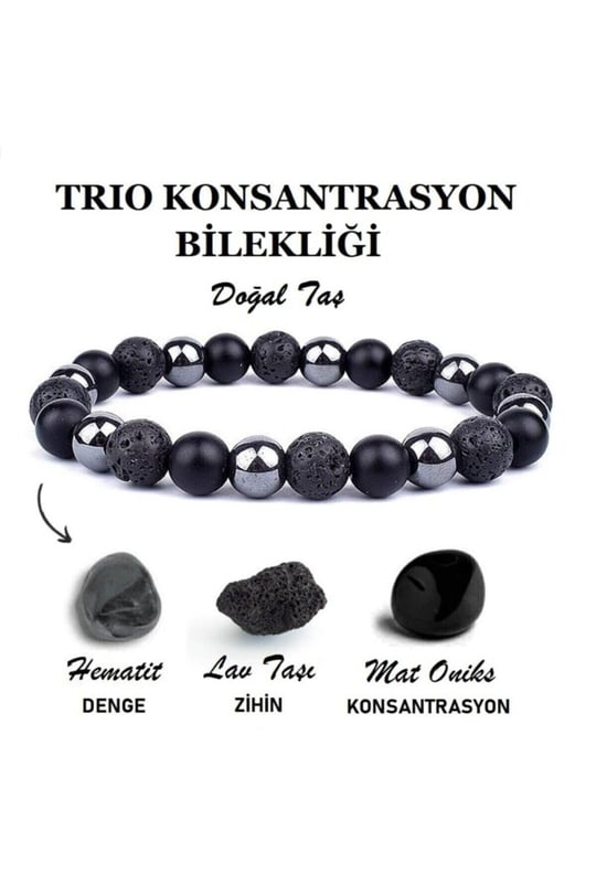 Doğal Taş Bileklik, Siyah, Unisex