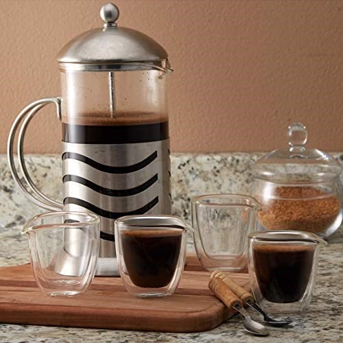 Dökme Espresso Bardakları 4lü Set - Cam Espresso Bardakları Bacalı Shot Bardağı 2.5 oz - Çift Espresso Bardakları - Küçük Çift Duvarlı Şeffaf Espresso Bardakları - Expresso Kahve Fincanı - Espresso