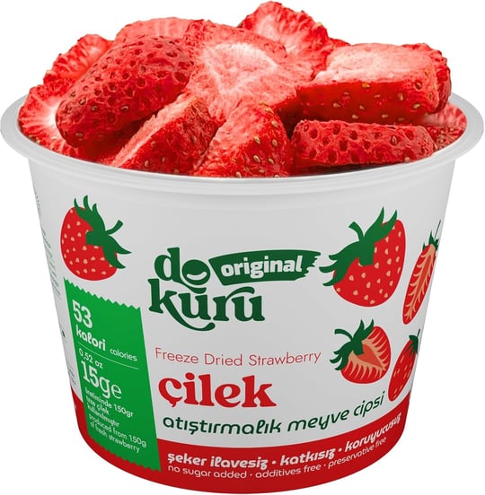 Dokuru Original Çilek Atıştırmalık Meyve Cipsi - Dondurularak Kurutulmuş Çilek - 15 gr