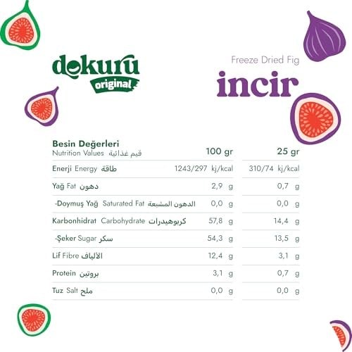 Dokuru Original İncir Atıştırmalık Meyve Cipsi - Dondurularak Kurutulmuş İncir - 25 gr