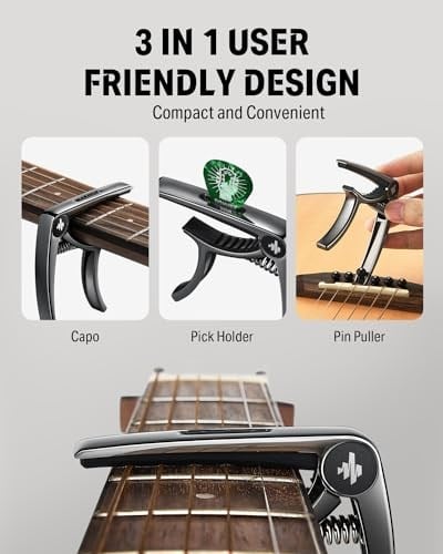 Donner DC-2 Gitar Capo Akustik ve Elektro Gitar Ukulele Bas Mandolin ve Banjo için Gitar Seçtikleri, Siyah