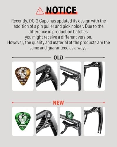 Donner DC-2 Gitar Capo Akustik ve Elektro Gitar Ukulele Bas Mandolin ve Banjo için Gitar Seçtikleri, Siyah
