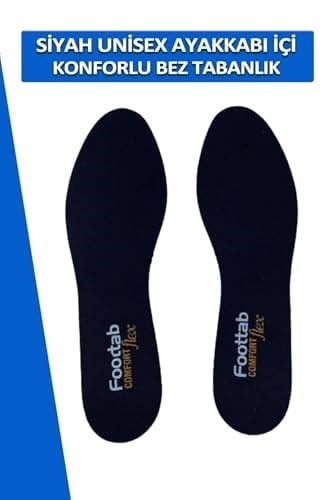 Dopar Foottab Siyah Yumuşak Bez Tabanlık Kadın Erkek Spor Ayakkabı Tabanlığı 43-44