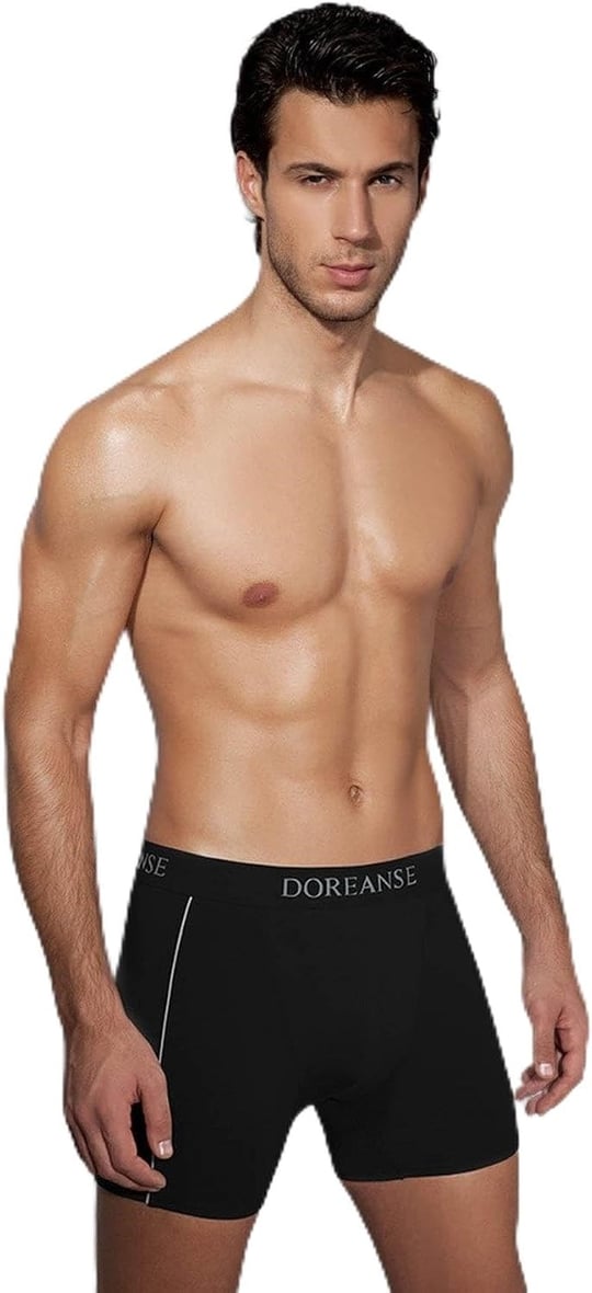 Doreanse Erkek Modal Çizgili Siyah Normal Paça Boxer C0T8N7O1