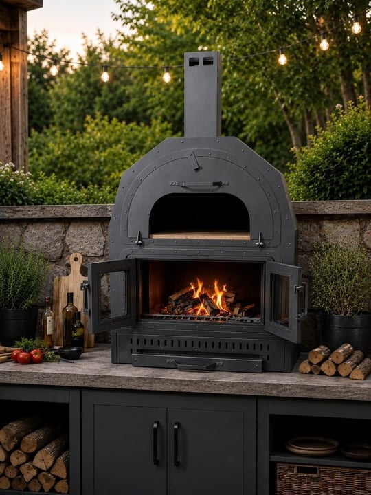 Dorello Mangal Barbekü Odun Ateşli Dış Mekan Pizza Fırını, Çelik, Gri, Bacalı Tasarım